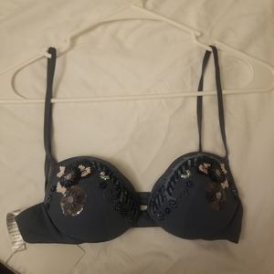 NWT La Perla Dusty Blue Beaded Swim Top